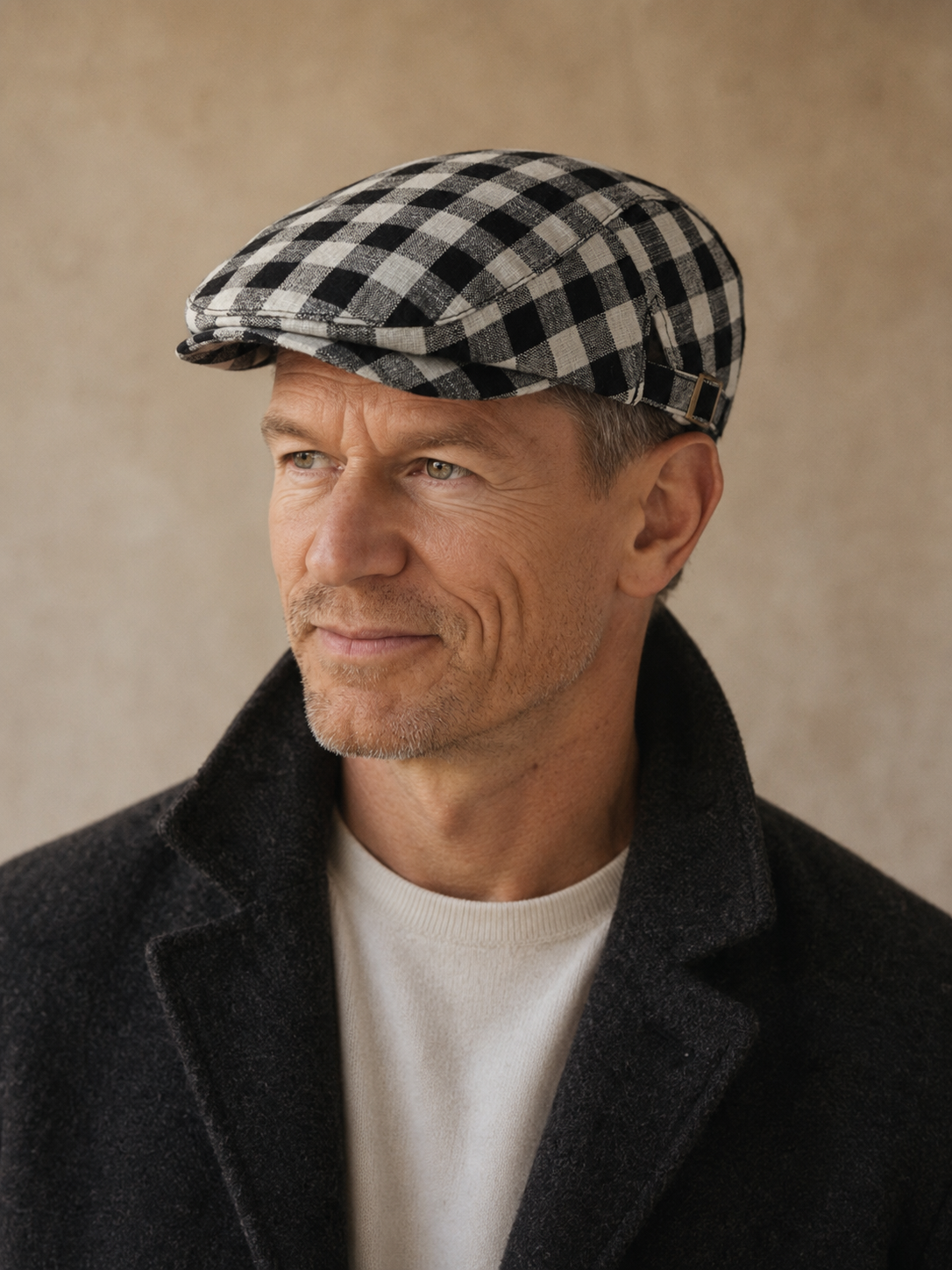Gingham Check Flat Cap